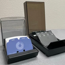 Vtg Rolodex Covered Address Card File + Newell Office Business Card Organizer