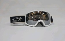 Findway Ski Goggles - White Frame w Mirrored Lens, Silicon Grip Inside Headband