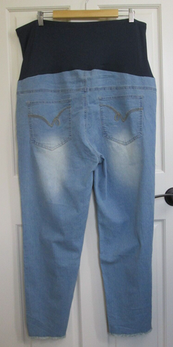 NWT Oh! Mamma Maternity Jeans Womens 2X Light Wash Distressed Stretch 109-26523 - Picture 4 of 7