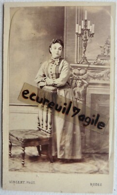 CDV Foto VINCENT in RODEZ junge Frau Rosalie BERNOT geboren FLAUJAC X701