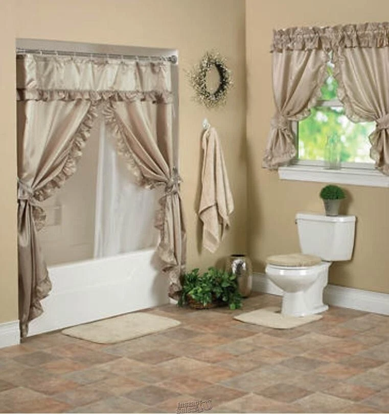 Alfombra cubierta asiento inodoro color rojo rubí Starlite baño en caja 12 anillos de ducha Foto 3 de 3