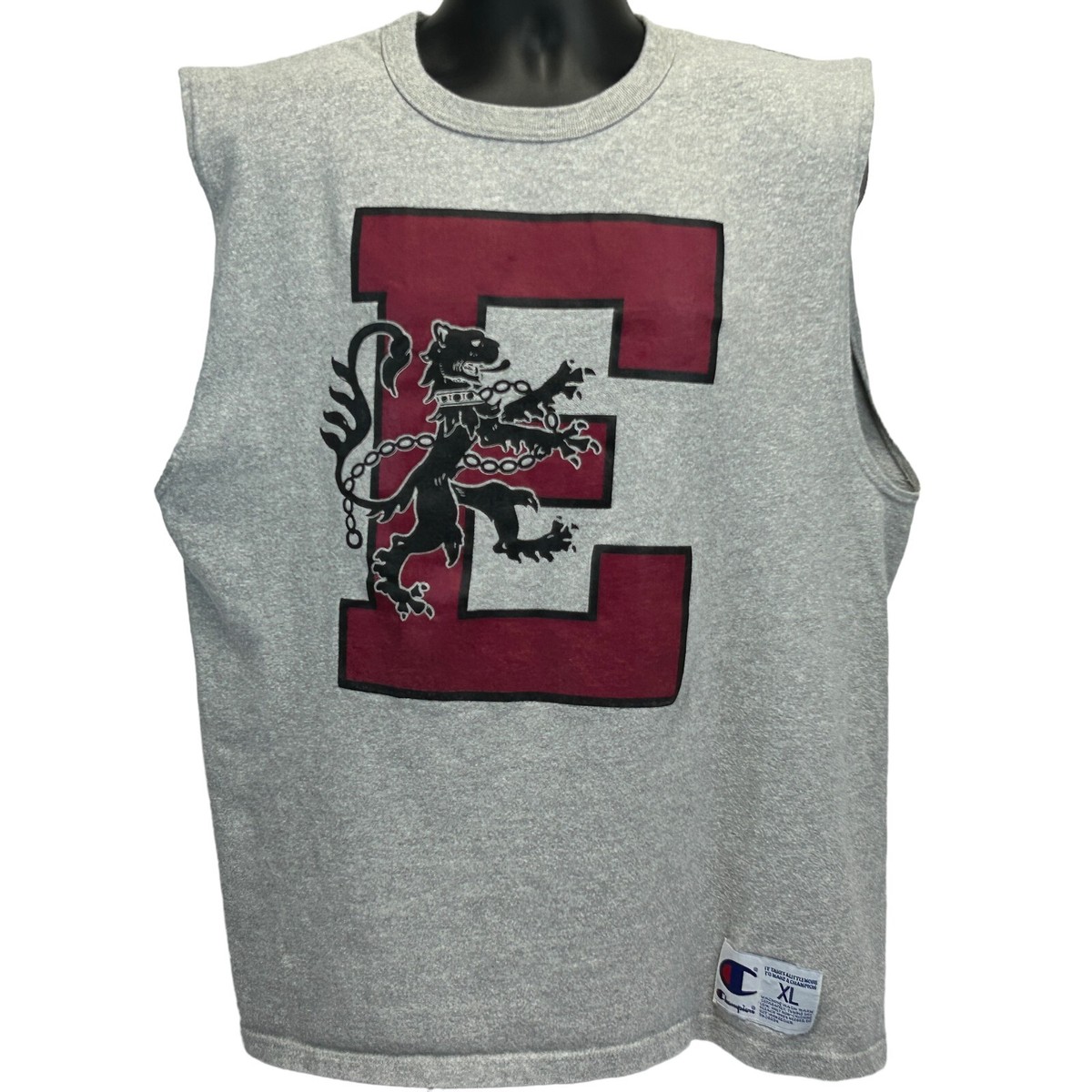 Vintage 90s Letter E Heraldic Tiger T Shirt Tygre Tyger USA Gray Mens XL X-Large View 2