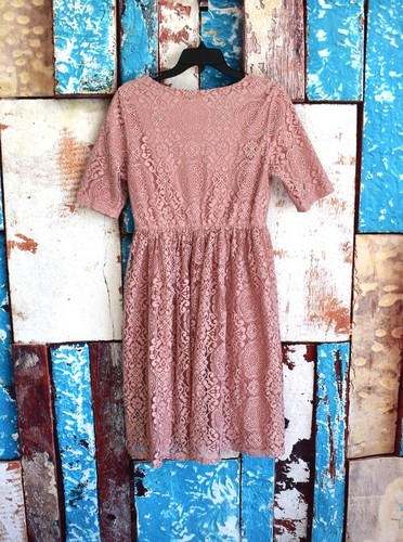 Women's Mikarose Short Sleeve Dress Boat Neck MEDIUM Pastel Pink PRE-OWNED - Picture 7 of 12
