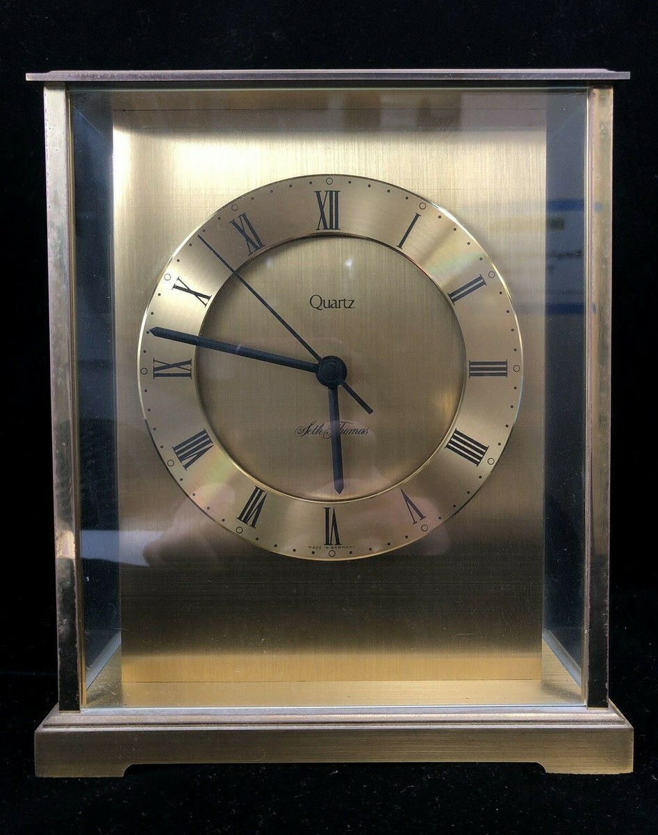 SETH THOMAS QUARTZ CLOCK Brass GERMANY Mantle Desk Shelf MIB Talley 0162-004
