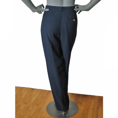 Ralph Lauren Size: 12 Deep Navy Pants, Gold Logo Buttons Wool/Elastane Pockets - Picture 6 of 8