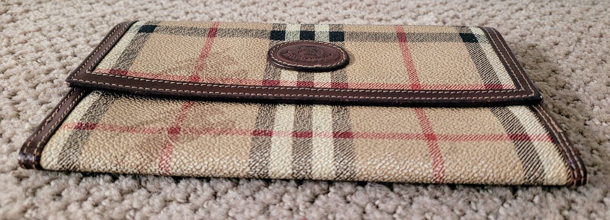 AUTH BURBERRYS VINTAGE NOVA CHECK PVC & LEATHER LONG WALLET
