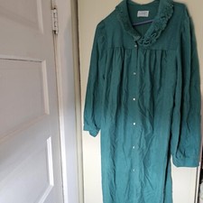 Katz Nightgown Long NightGown Robe Pearl Snap Sz Large Grandma Core Green