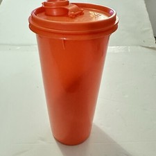 VTG Tupperware Orange Tall Pitcher #262-13 w/Orange Flip Top Lid #603-2