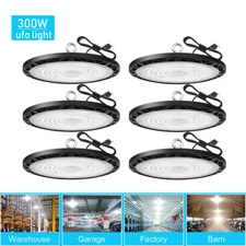 6Pcs UFO LED High Bay Light 300W Industrial Commercial Warehouse Gym Shop Light