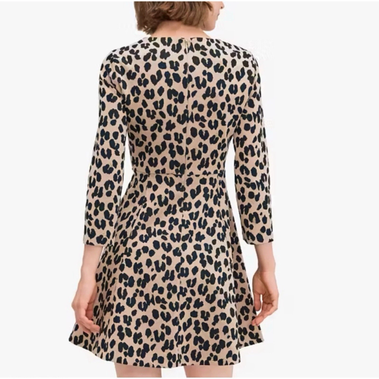 Nuovo KATE SPADE Abito Forest Feline jacquard stampa animalier taglia 4