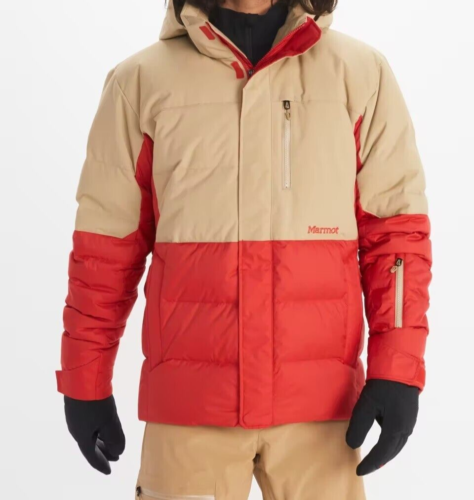 Neuf avec étiquettes veste de ski isolée Marmot Shadow étanche 700 duvet homme grande kaki rouge - Photo 1/15