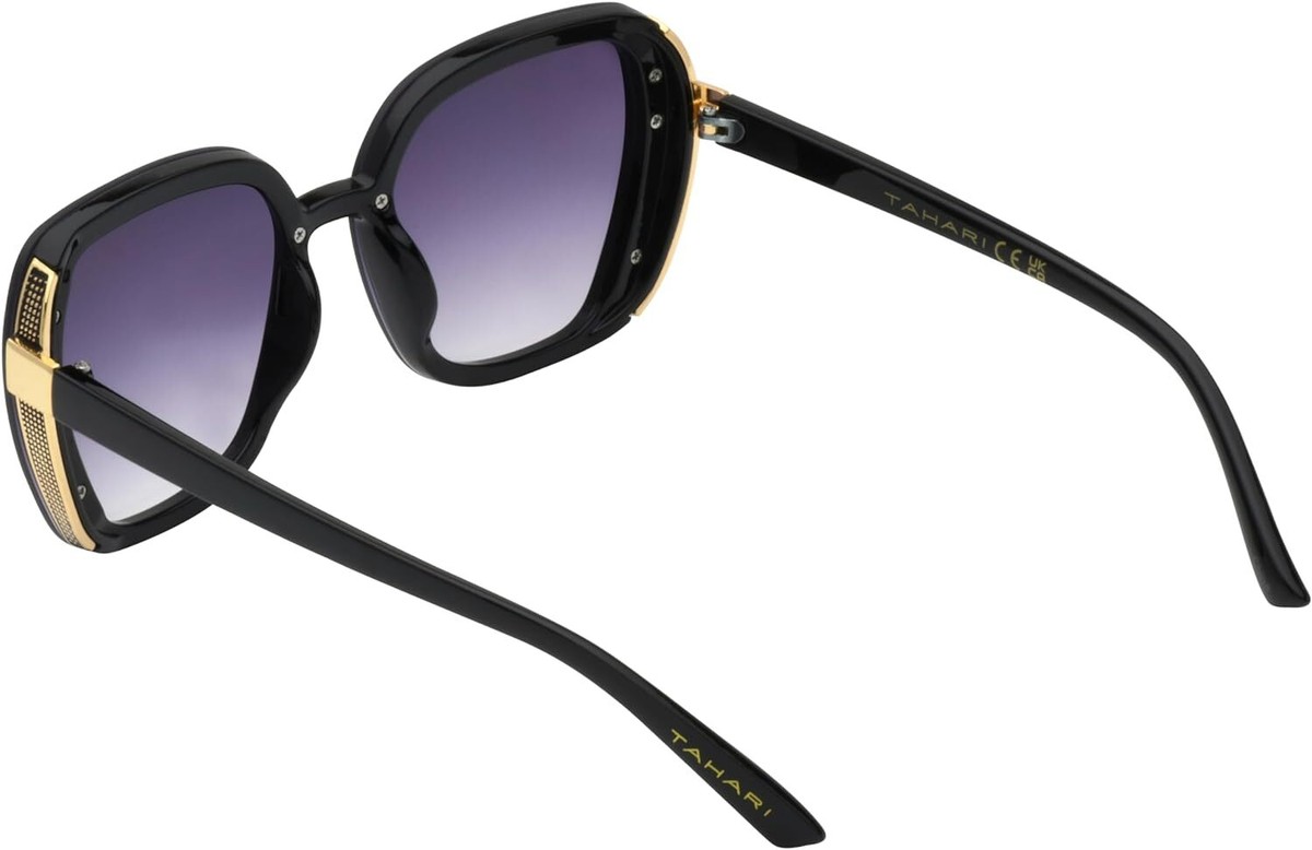 Tahari TH893 black oversized square gradient lenses sunglasses brand new Tahari Oversize Square Sunglasses Shiny Black Frame Black  main image 2