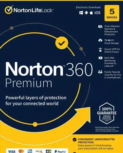 Norton 360 Premium 2025 5 Devices Expires Dec 2025 Antivirus  VPN Utilities
