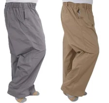 Mens Loose Elastic Waist Cotton Pants Baggy Cargo Overalls Large Size Trousers 
