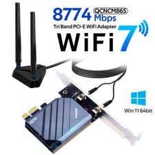 WiFi7 Desktop AMD QCNCM865 PCIe Network Adapter Bluetooth5.3 Tri-Band only Win11