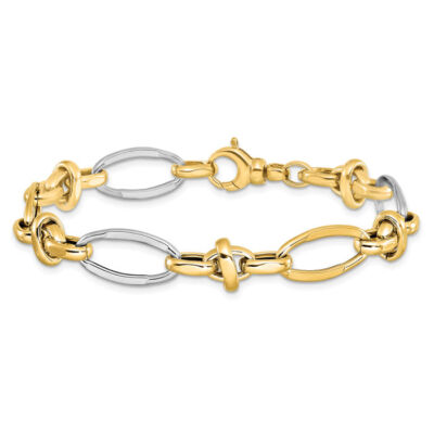 14K Solid Two Tone Gold Link Chain Bracelet | eBay