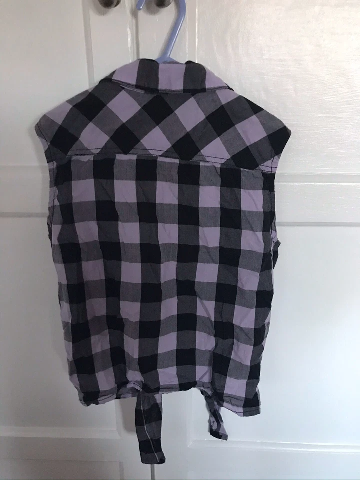 Girls Pink/Black Checked Tie Top - H & M  - Image 4 of 4
