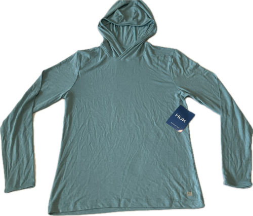 Huk Fishing Long Sleeve Waypoint Hoodie Womens Size M Blue Pullover - Picture 1 of 11