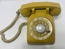 Vintage ITT Desk Top Rotary Phone Telephone Beige Tan Dial Phone H 