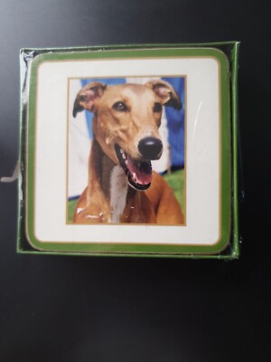 NEU UND VERPACKT Sawley Fine Arts 6 x Hundeuntersetzer verpackt Faithful Friends Windhund 9,5 cm