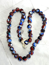 Collier vintage Millefiori visage fantôme mosaïque perles 48 perles artisanales 12-14 mm