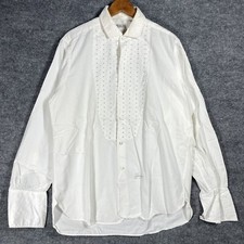 VINTAGE 20s 30s Dress Bib Shirt Mens Size 15.5 French Cuff White 1920s 1930s Tux