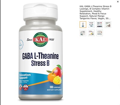 KAL GABA L-Theanine Stress B Lozenge | Healthy Relaxation, Mood & Focus Support