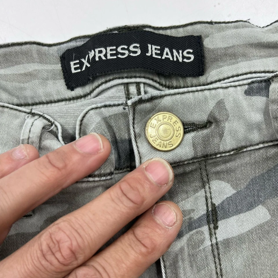 Pantalones Legging Express para Mujer al Tobillo 4 Gris Camuflaje Mezcla de Algodón Elastizados Ajustados Cremallera Foto 3 de 4