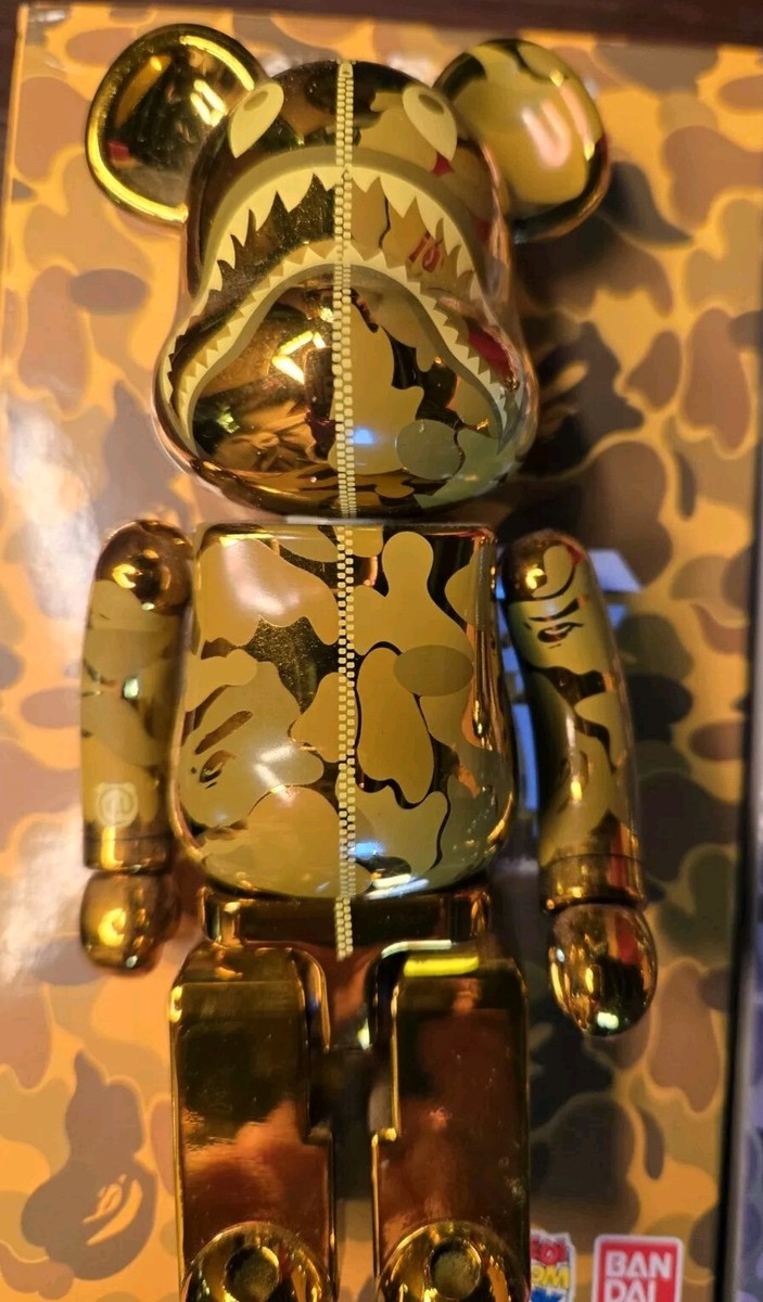 bape RCAMO SHARK 1000％ GOLD／SILVER MEDICOM TOY - BE@RBRICK BAPE(R) CAMO SHARK 1000％ GOLD／SILVER