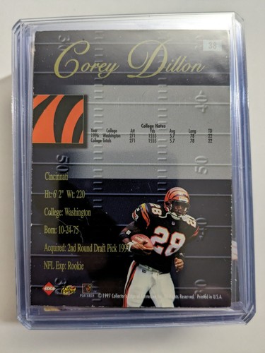 🏆 1998 Collectors Edge Advantage 50-point COREY DILLON #38 CINCINNATI BENGALS - Picture 2 of 2