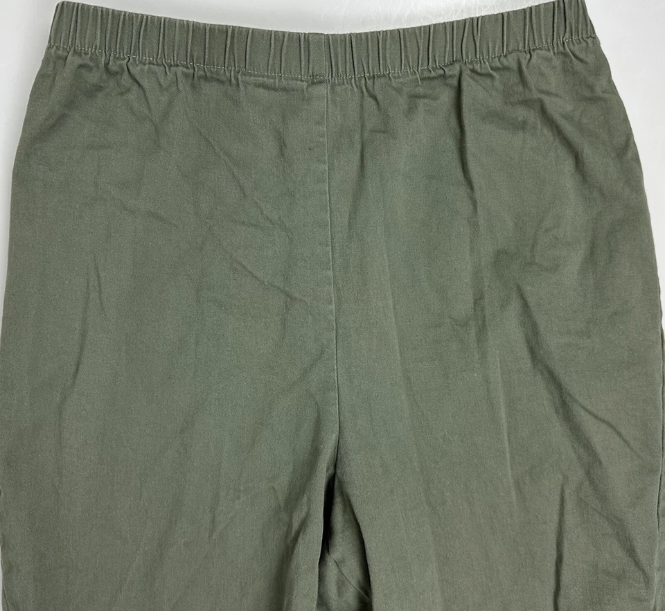 Pantalones Cortos Longline Vintage M Años 90 Hace Años 50 Verde Oliva Elástico Algodón Minimalista Mamá Foto 2 de 4