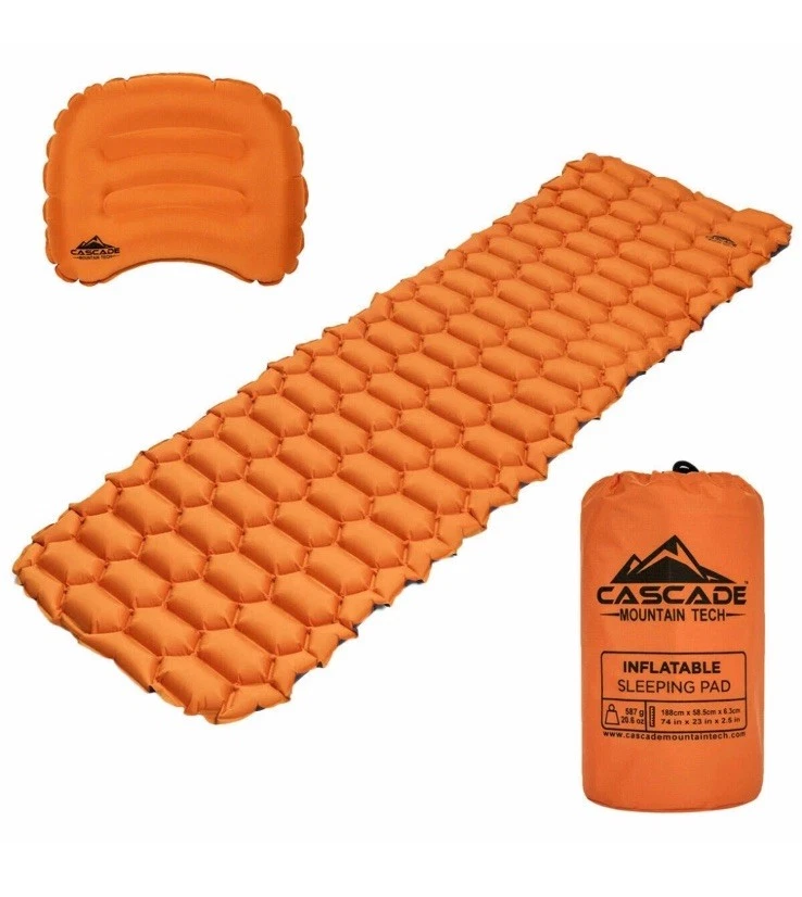 Cascade Mountain Tech, Inflatable Sleeping Pad with Pillow Outdoor Camping New - Image 2 of 4