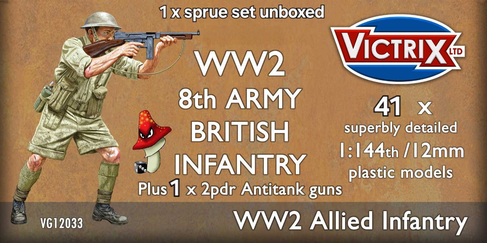 Victrix British 8th Army Infantry 12mm 1:144 scale WWII 1 x sprue Set VG12033