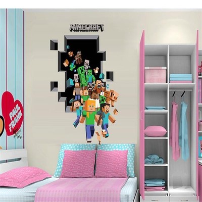 Wandtattoo XXL Steve Creeper Enderman Kinderzimmer 3D Wandaufkleber Deco Pixel