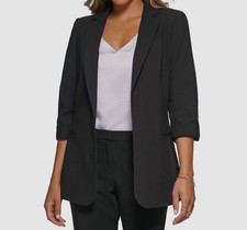 Calvin Klein Women's Black Open-Front Blazer Jacket Size 2