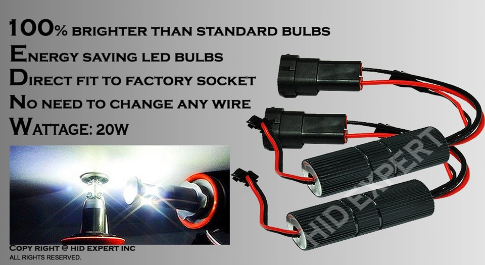 Fit BMW Canbus Angel Eye E70 E90 E92 H8 HALO RING 20W LED White Light Bulbs G7 - Image 3 of 4