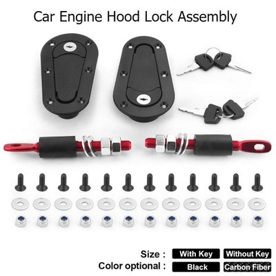 Universal Car Engine Hood Lock Latch Kit with Keys for Racing Sport Vehicles