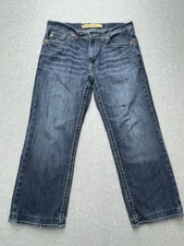 Big Star Buckle Pioneer Jeans Mens *36x27 Blue Denim Regular Boot Cut Distressed