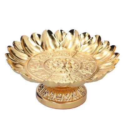 Fruit Tray Retro Style Flat Glossy Durable Alloy Decorative Plate for Temples...