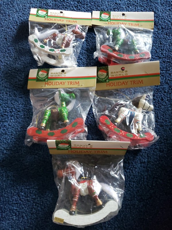 5 Kurt Adler Rocking Horse Ornaments NOS J-4937