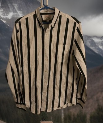 J. Crew The Broken In Oxford Striped Dark Green Organic Cotton Size Small