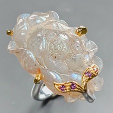 AAAA 34 ct Natural Labradorite Ring 925 Sterling Silver Size 8.5 /R439097