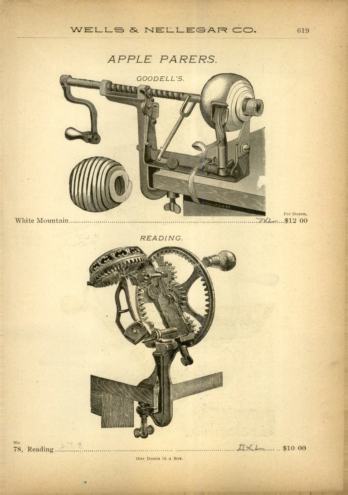1897 PAPER AD Goodell's Reading Apple Peeler Meat Mincer Sausage Stuffer