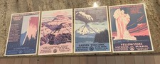 4 National Park WPA Ranger Doug Postcard Yellowstone Yosemite Lassen Grnd Canyon