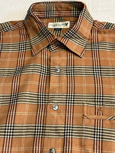 Lyle & Scott, Vintage Lyle & Scott Wool Flannel Shirt L Brown Check Grandpa Oversized Academia