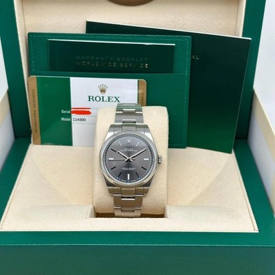 Rolex Oyster Perpetual 114300 Steel Gray Dial Automatic Men Watch
