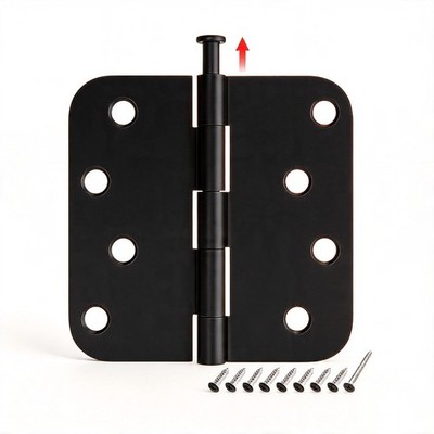 HOSOM 12 Pack Door Hinges 4'' 5/8'' Radius Corner Matte Black Heavy Duty Steel