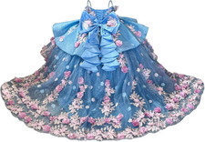 Beaded Crystal Flower Girl Dresses 3D Flower Pageant Dress for Girls off Shoulde