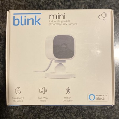 Blink Mini Indoor Plug-In Live HD Smart Security Camera - White New Open Box