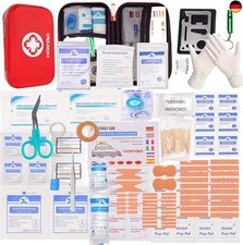 HONYAO Erste Hilfe Set, 200-Teiliges Medizinisch Überlebens Kompakt Kit Kasten
